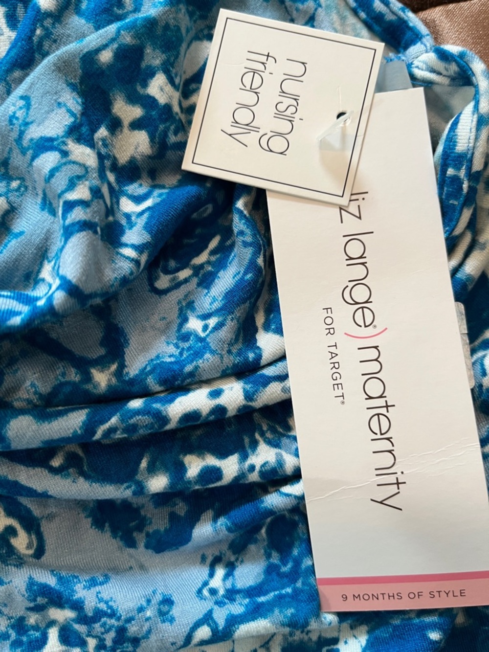 Liz Lange Maternity Cowl Neck Sleeveless Top - Women’s S Turquoise Print - NWT - Picture 3 of 10